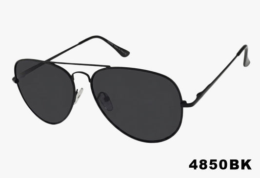 Triple Black Classic Flex Aviator Wholesale Sunglasses with black lenses and frame.