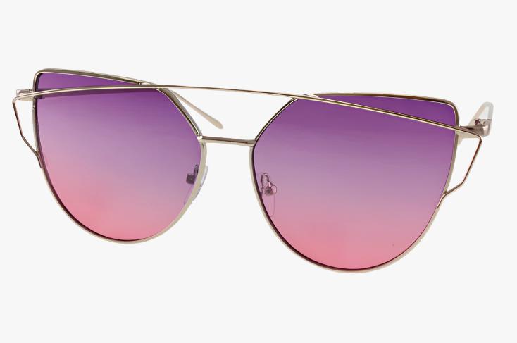 purple pink ombre Wholesale Fashion Wire Frame Cat Eye Sunglasses