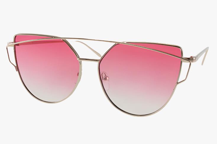 pink Wholesale Fashion Wire Frame Cat Eye Sunglasses