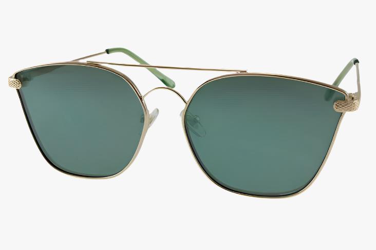 green Double Bridge Metal Frame Mirror Wholesale Sunglasses