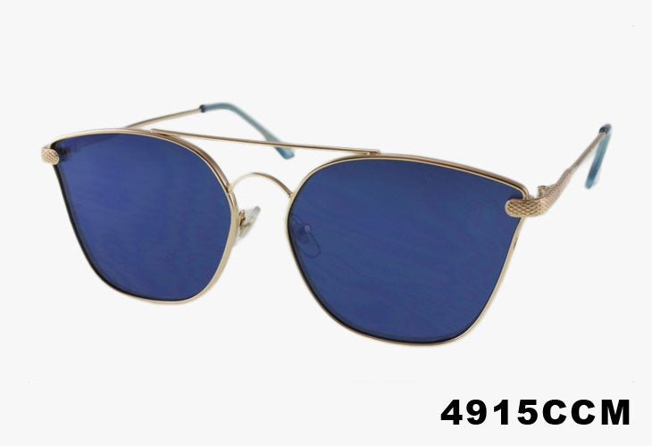 blue Double Bridge Metal Frame Mirror Wholesale Sunglasses