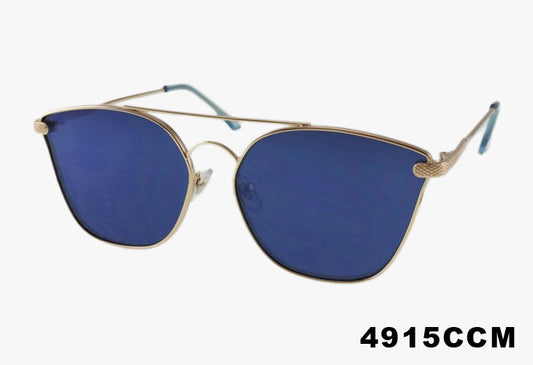 blue Double Bridge Metal Frame Mirror Wholesale Sunglasses