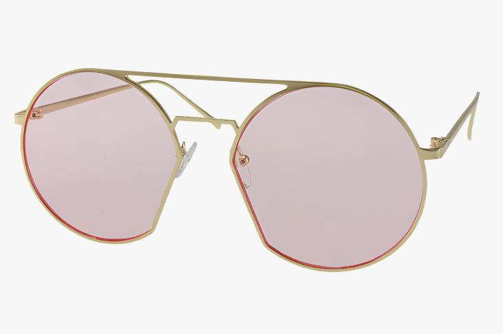 pink Wholesale Rounded Cut Out Aviator Color Sunglasses