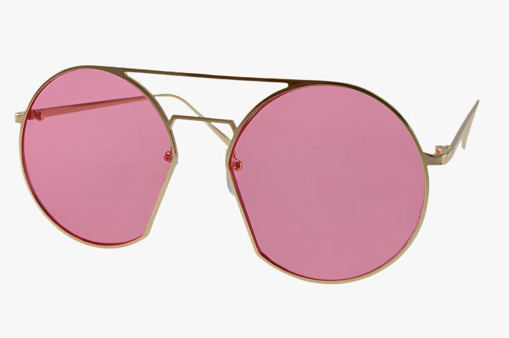 magenta Wholesale Rounded Cut Out Aviator Color Sunglasses