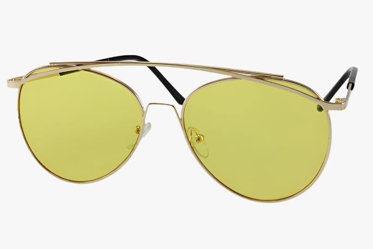 yellow Wholesale Double Bridge Color Aviator Sunglasses