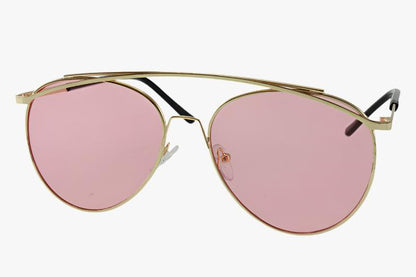 pink Wholesale Double Bridge Color Aviator Sunglasses