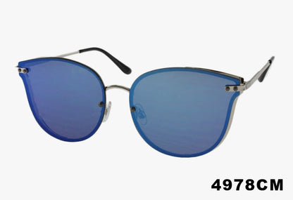 blue Wholesale Metal Semi Rimless Cat Eye Sunglasses