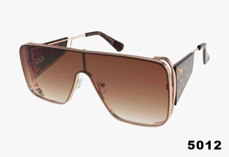 brown Wholesale Square Shield With Side Blinders Sunglasses