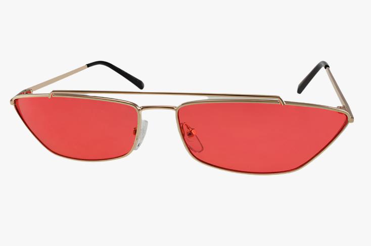 gold red Wholesale Metal Futuristic Cat Eye Color Sunglasses