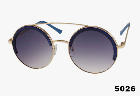 blue Fashion Metal Round Inlay Wholesale Sunglasses