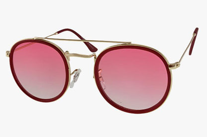 red gradient Wholesale Round Metal Combination Brow Bar Sunglasses