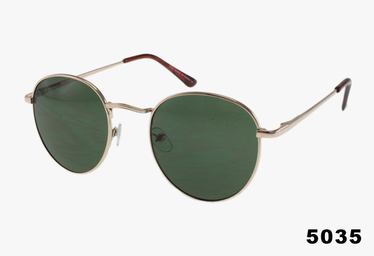 green Classic Oval Metal Wholesale Sunglasses