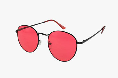 red Classic Oval Metal Wholesale Color Sunglasses