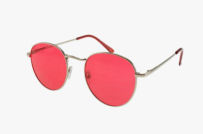 red lens Classic Oval Metal Wholesale Color Sunglasses