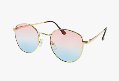 pink gradient Classic Oval Metal Wholesale Two-Tone Color Sunglasses