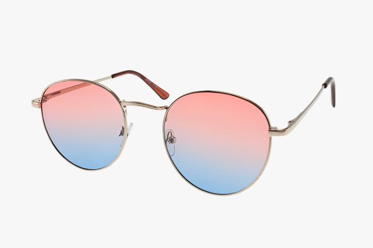 pink gradient Classic Oval Metal Wholesale Ombre Color Sunglasses