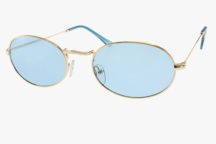 blue Classic Wholesale Small Metal Oval Color Sunglasses