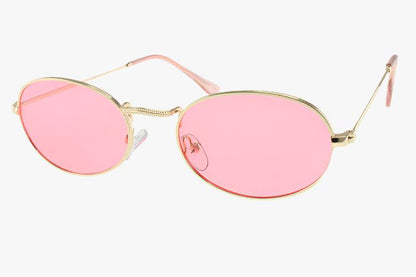 pink Classic Wholesale Small Metal Oval Color Sunglasses