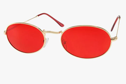 gold red Classic Wholesale Small Metal Oval Color Sunglasses