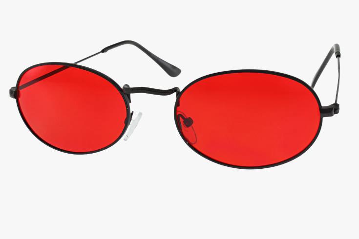 black red Classic Wholesale Small Metal Oval Color Sunglasses