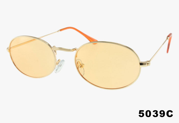 orange Classic Wholesale Small Metal Oval Color Sunglasses