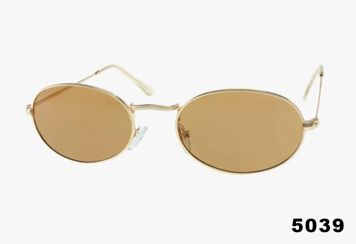 tan Classic Wholesale Small Metal Oval Sunglasses