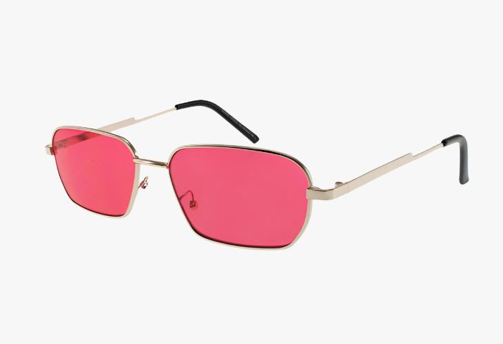 red lens Medium Square Metal Frame Wholesale Color Sunglasses