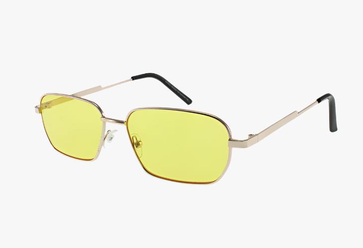 yellow lens Medium Square Metal Frame Wholesale Color Sunglasses