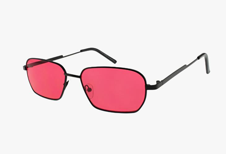 black frame red lens Medium Square Metal Frame Wholesale Color Sunglasses