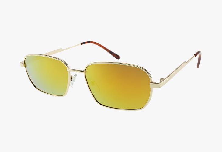 yellow mirror Medium Square Metal Frame Wholesale Mirror Sunglasses