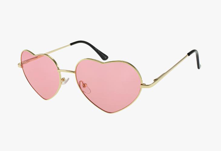 pink metal frame heart shaped fashion wholesale sunglasses