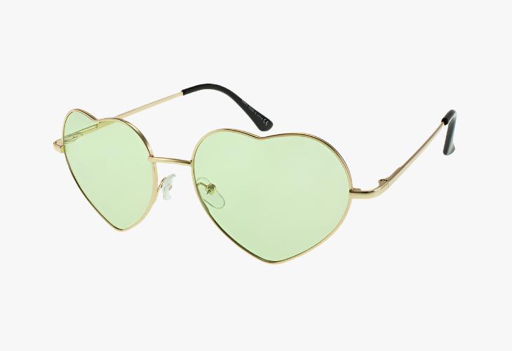 green metal frame heart shaped fashion wholesale sunglasses