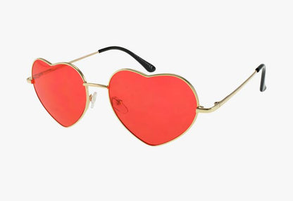 red metal frame heart shaped fashion wholesale sunglasses