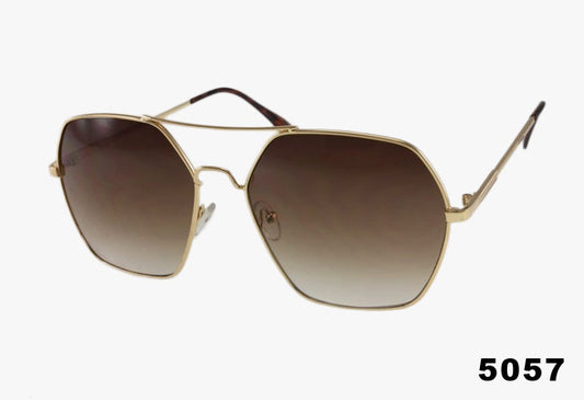 brown Wholesale Hexagon Shaped Aviator Sunglasses