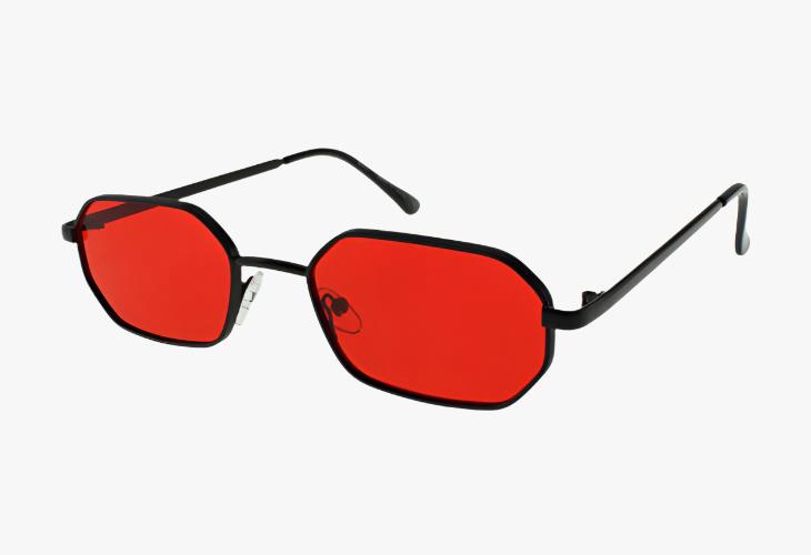 red Wholesale Luxury Metal Angular Geometric Sunglasses