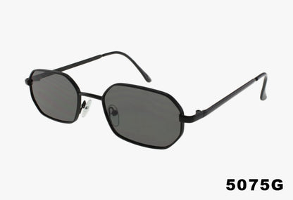 Sunglasses with dark lenses and thin black frames on a white background, labeled '5075G'.