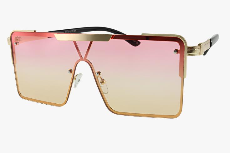 pink yellow Wholesale Fashion Metal Square Shield Sunglasses