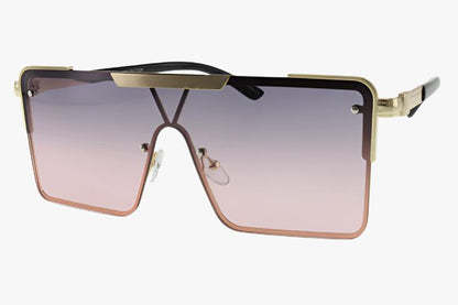 grey pink Wholesale Fashion Metal Square Shield Sunglasses