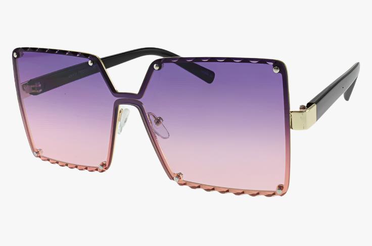 purple pink Wholesale Fashion Square Butterfly Laser Cut Sunglasses