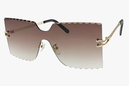 brown Wholesale Fashion Frameless Square Laser Cut Sunglasses