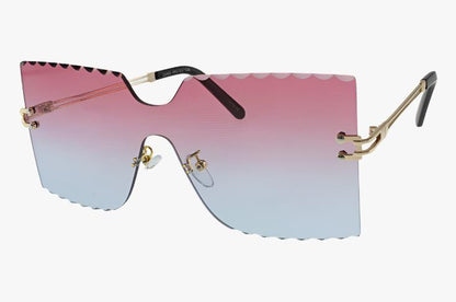 pink blue Wholesale Fashion Frameless Square Laser Cut Sunglasses