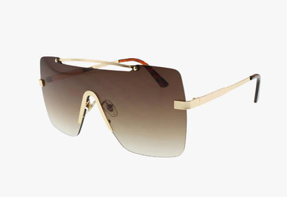 brown gradient Wholesale Frameless One Piece Shield Style Sunglasses