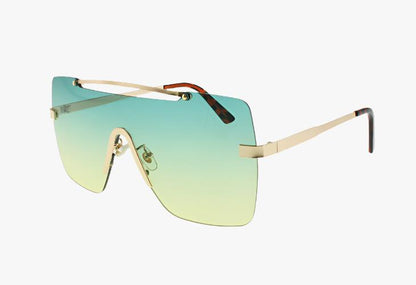 green gradient Wholesale Frameless One Piece Shield Style Sunglasses