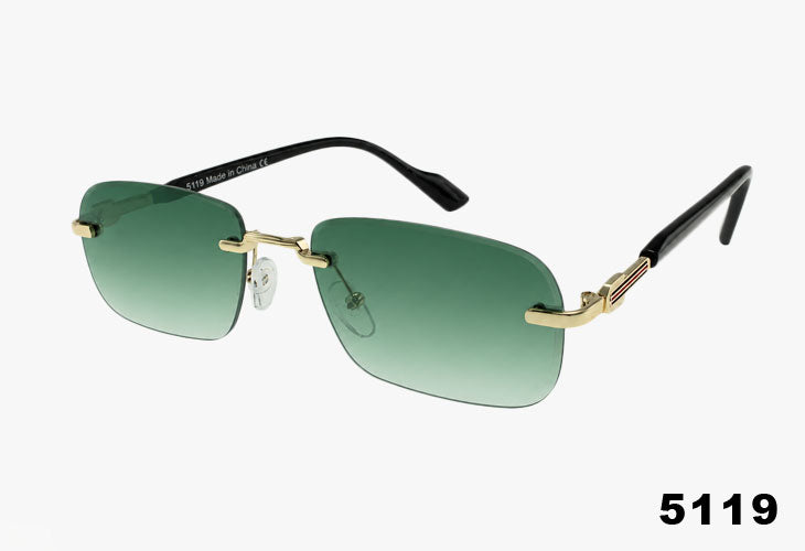 5119 - Wholesale  Rounded Square Slim Rimless Sunglasses
