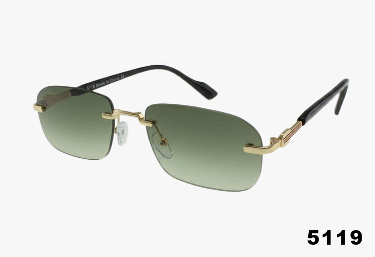 5119 - Wholesale  Rounded Square Slim Rimless Sunglasses