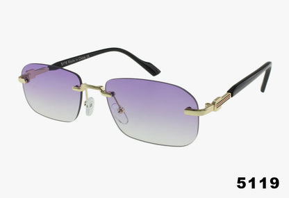 purple lens Wholesale Rounded Square Slim Rimless Sunglasses