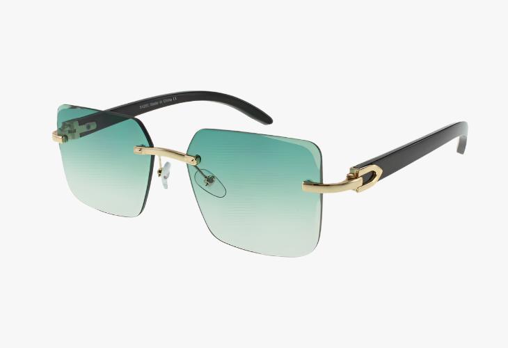 green lens Wholesale Square Fashion Rimless Sunglasses