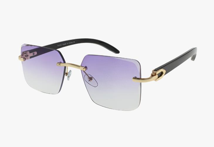 purple lens Wholesale Square Fashion Rimless Sunglasses