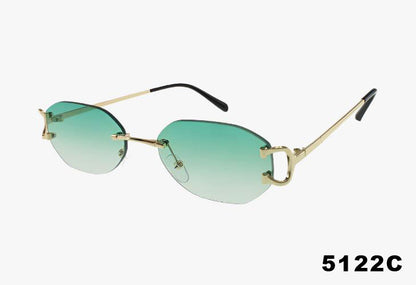 green lens Wholesale Small Geometric Fashion Rimless Sunglasses