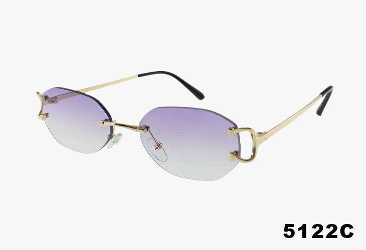 purple lens Wholesale Small Geometric Fashion Rimless Sunglasses